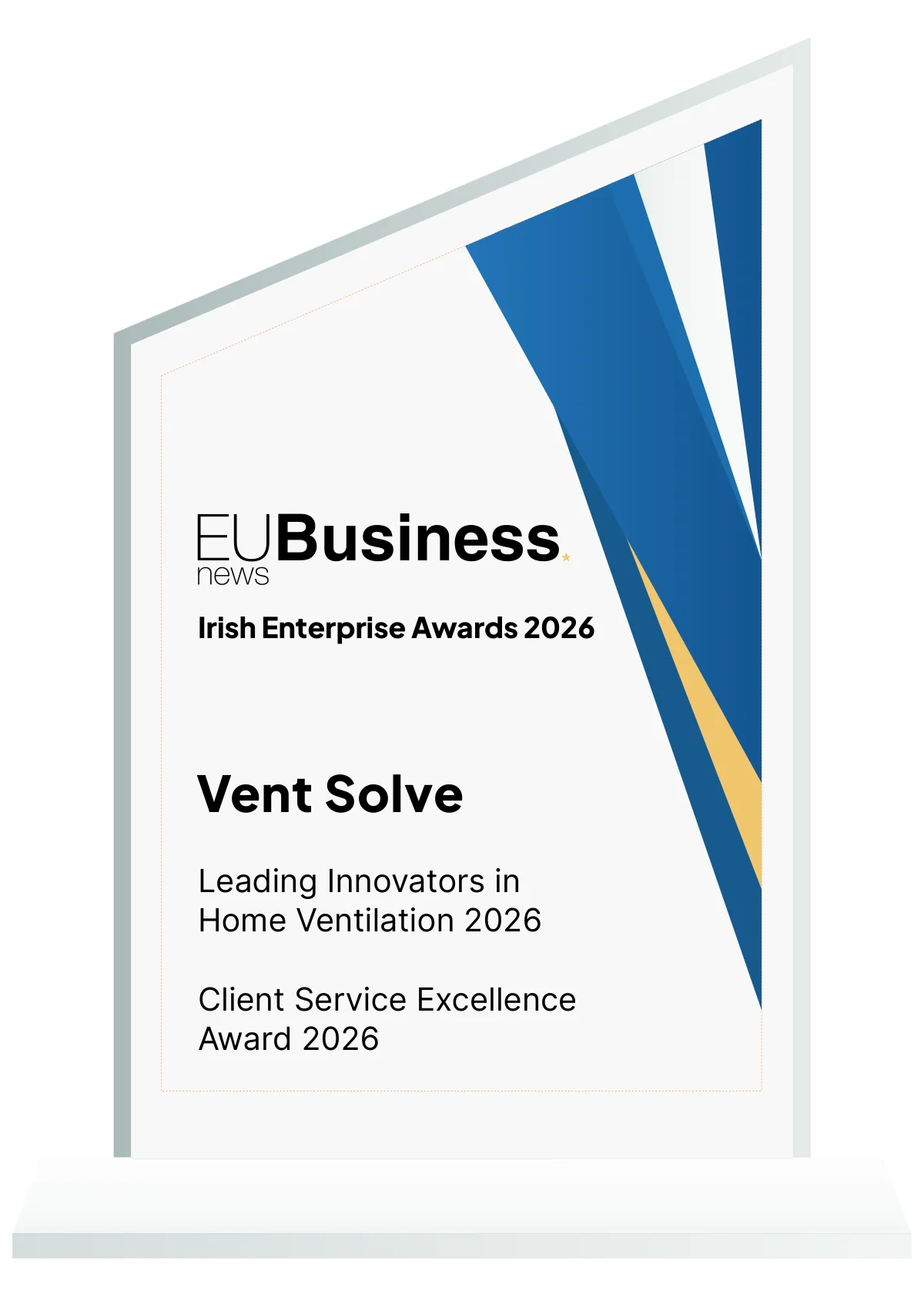 Home 78 VentSolve — Irish Enterprise Awards 2026 Glass Trophy Certificate